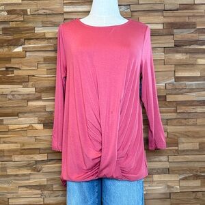 Doe & Rae | Rouge/Watermelon | Twist-Front | Long Sleeve | Tunic | Various SZ